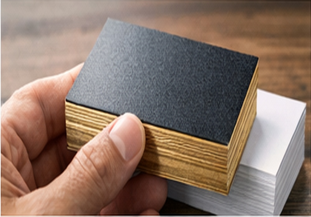 High-quality real estate business card printing and branding details