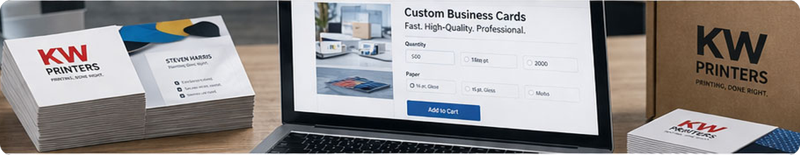 KWPrinters ordering process and custom printing workflow