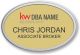 Keller Williams Realty Logo 2 Oval Gold Prestige Name Badge with Pebbled Silver Frame