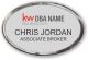 Keller Williams Realty Logo 2 Oval Silver Prestige Name Badge, Polished Silver Frame