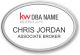 Keller Williams Realty Logo 2 Oval White Prestige Name Badge with Pebbled Silver Frame