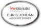 Keller Williams Realty Logo 2 Oval White Prestige Name Badge, Polished Silver Frame