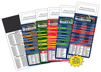 kw magentic football schedules with business card